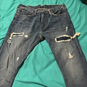 Levi's Men's Ripped Dark Blue Jeans